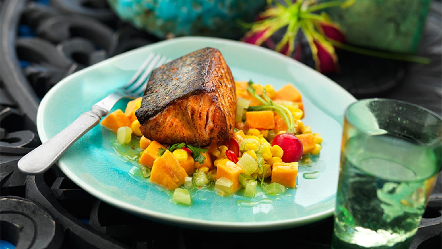 smoked-salmon-with-tepid-sweet-potato-salad